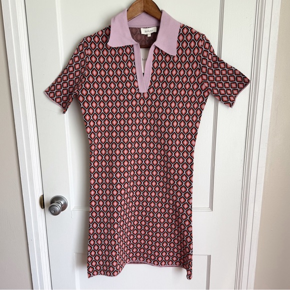 Böhme Geometric Retro Style Polo Knit Mini Dress NWT - Picture 1 of 10